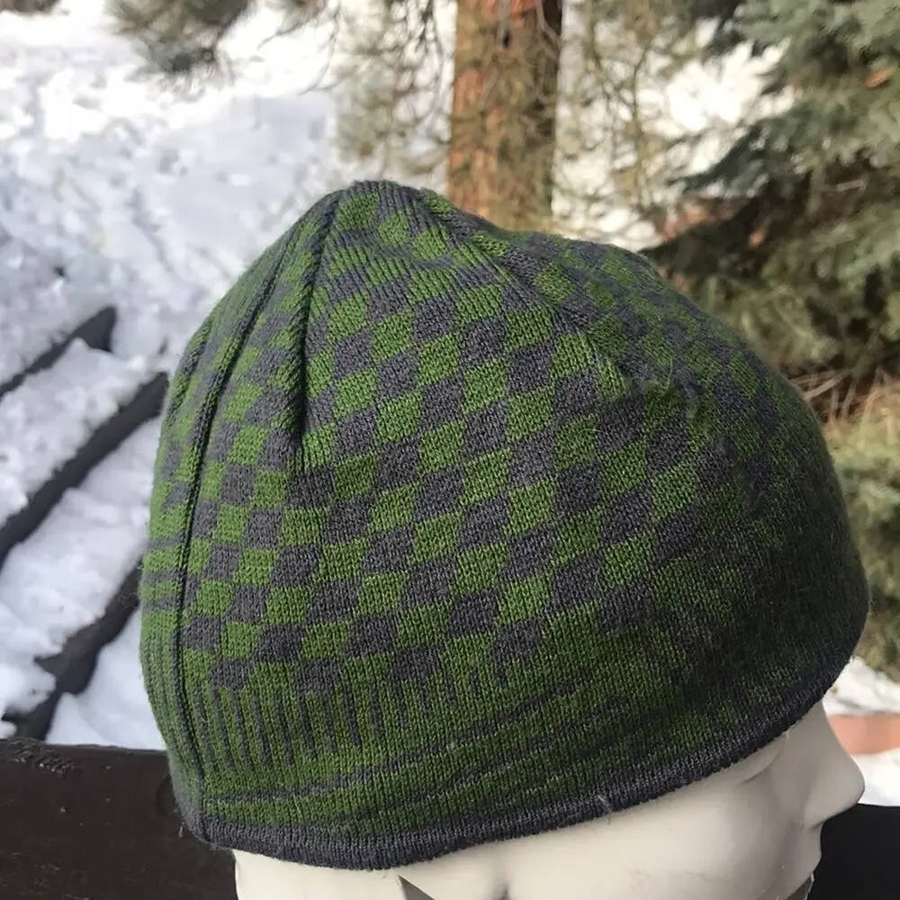 L.L. Bean Green Printed Fleece Lined Beanie Hat Boy's Size Small